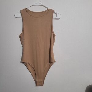 Chic Sleeveless Tan Bodysuit